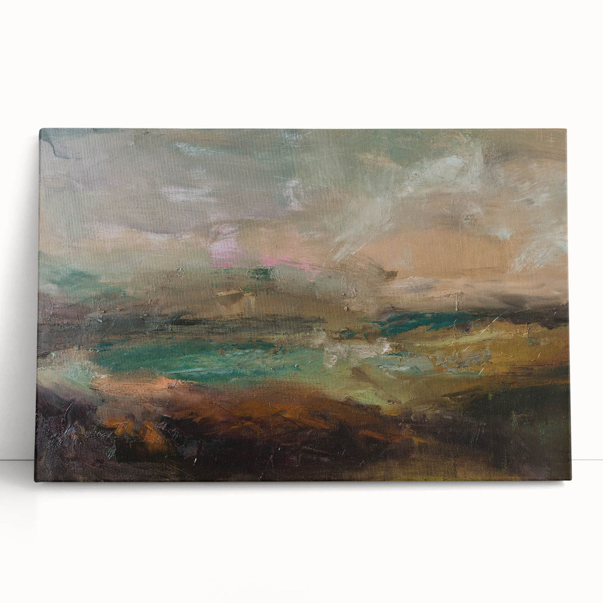 Abstract Minimalist Landscape Paintings – Earthy Textured Nature Art
