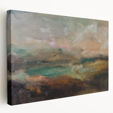 Abstract Minimalist Landscape Paintings – Earthy Textured Nature Art