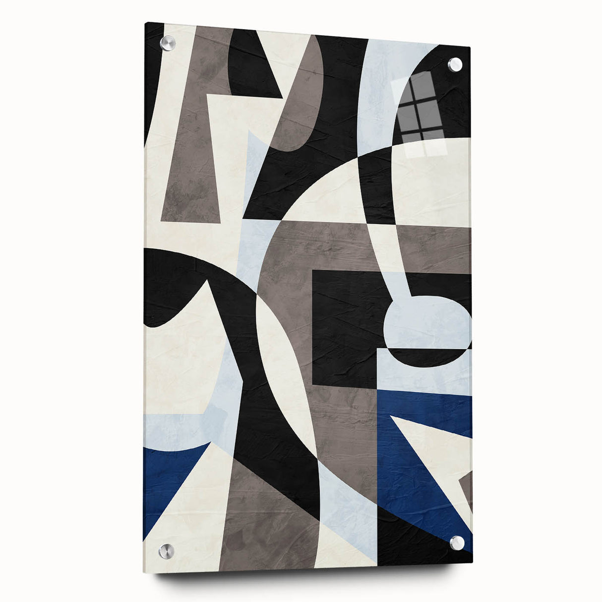 Geometric Abstract Paintings – Contemporary Blue & Gray Art