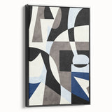 Geometric Abstract Paintings – Contemporary Blue & Gray Art