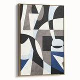 Geometric Abstract Paintings – Contemporary Blue & Gray Art