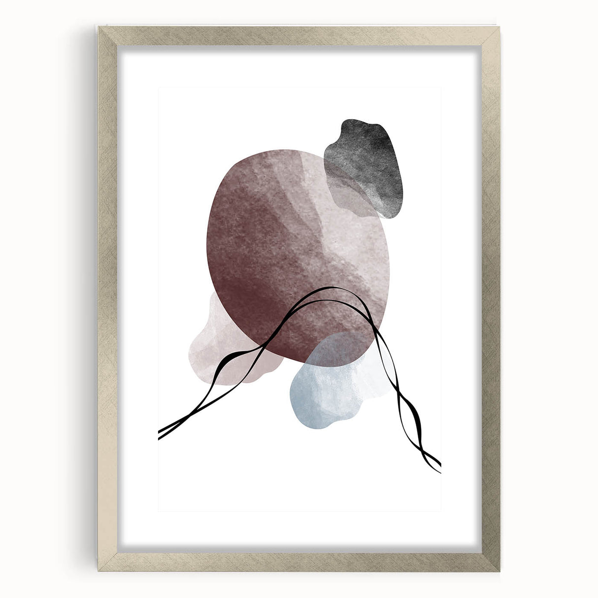Framed Abstract Art for Sale - Soft Modern Shapes in Earth Tones