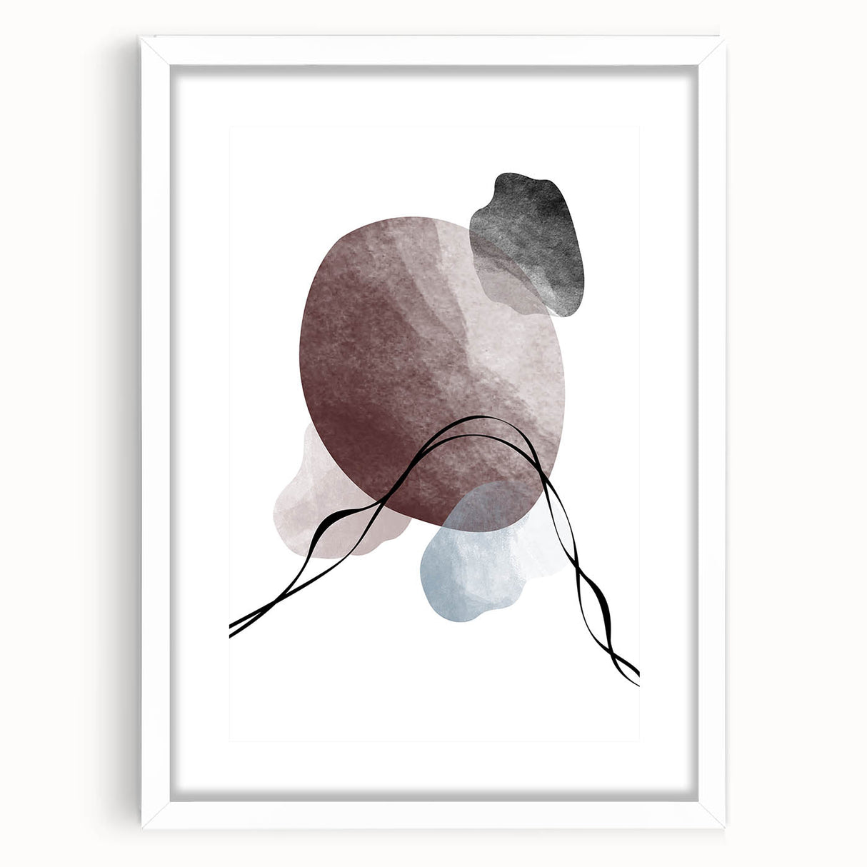 Framed Abstract Art for Sale - Soft Modern Shapes in Earth Tones