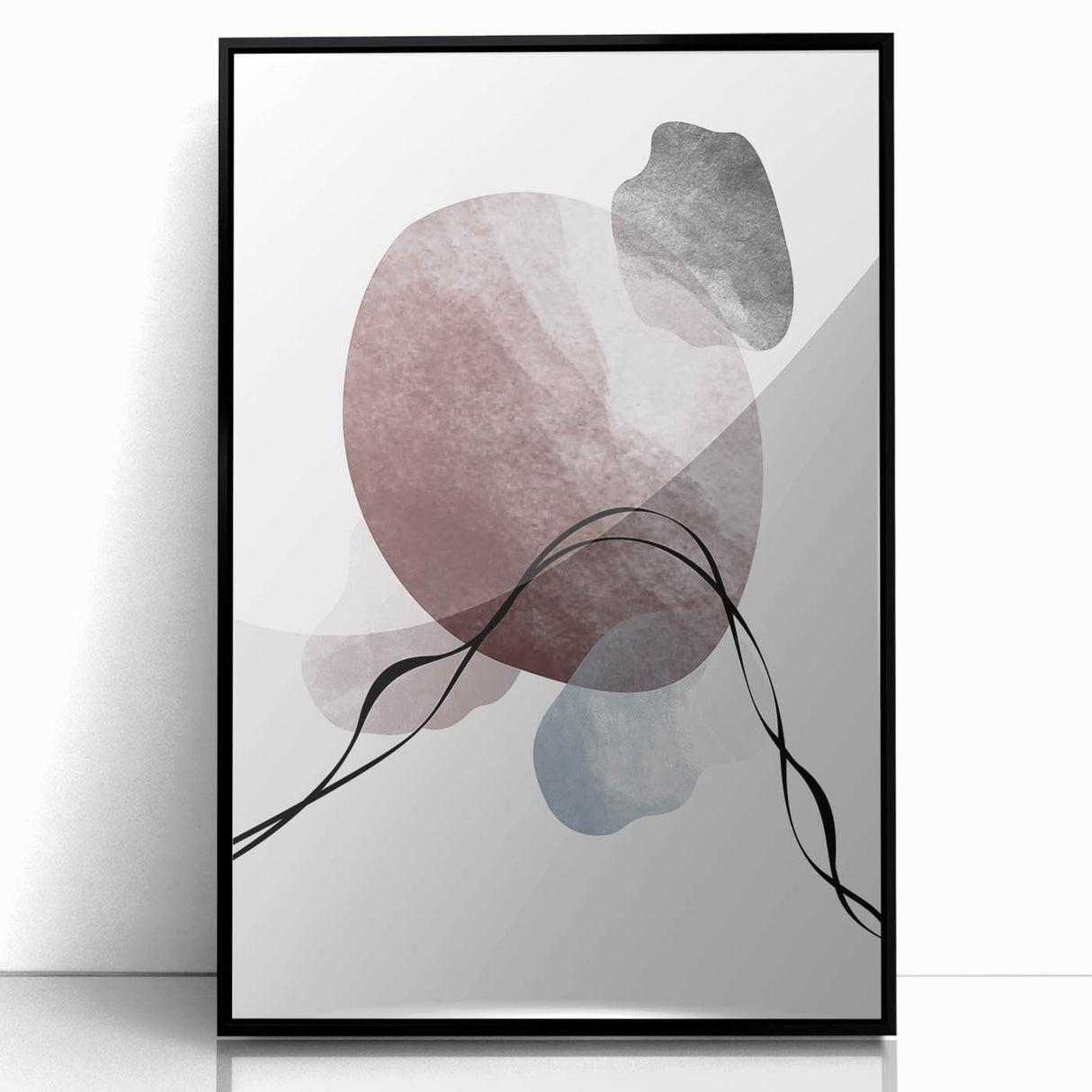Framed Abstract Art for Sale - Soft Modern Shapes in Earth Tones
