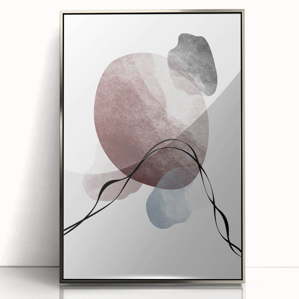 Framed Abstract Art for Sale - Soft Modern Shapes in Earth Tones