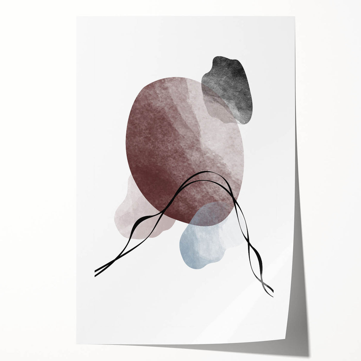 Framed Abstract Art for Sale - Soft Modern Shapes in Earth Tones