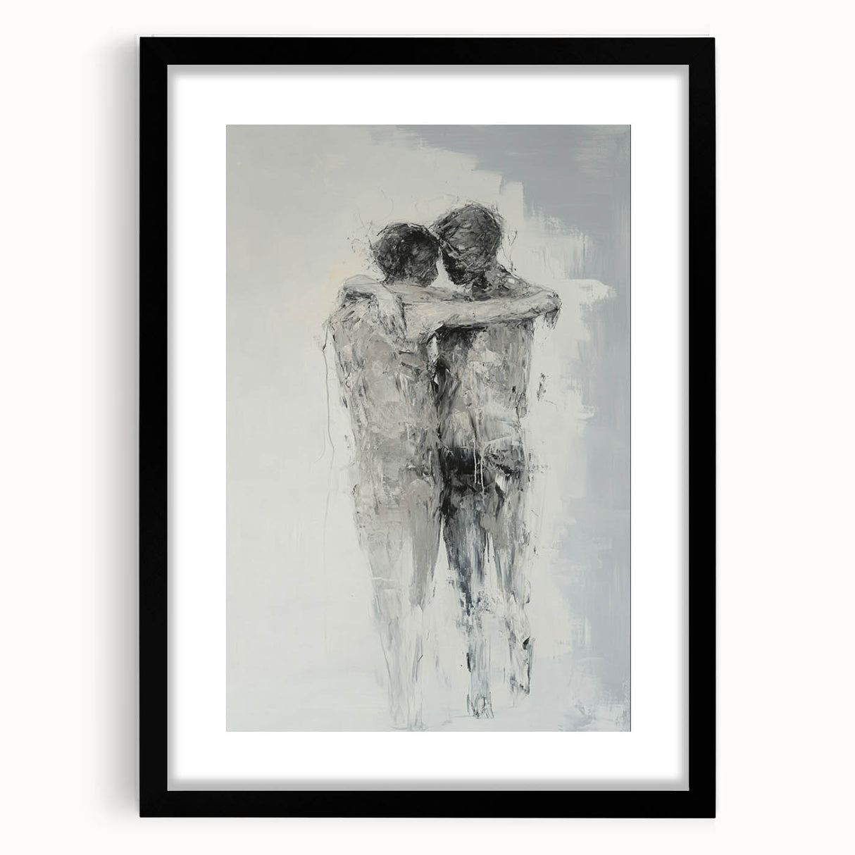 Abstract Figurative Wall Art – Emotional Monochrome Human Form