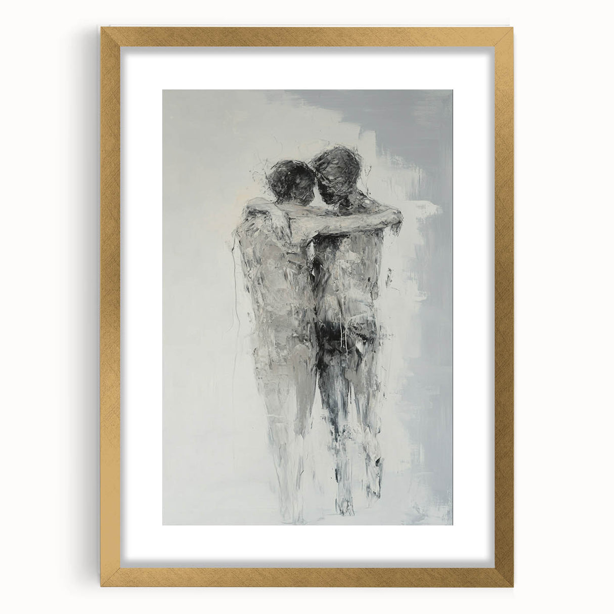 Abstract Figurative Wall Art – Emotional Monochrome Human Form