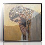 Elegant Figurative Wall Decor – Gold Accented Spiritual Portrait Art