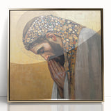 Elegant Figurative Wall Decor – Gold Accented Spiritual Portrait Art