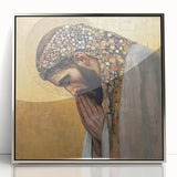Elegant Figurative Wall Decor – Gold Accented Spiritual Portrait Art