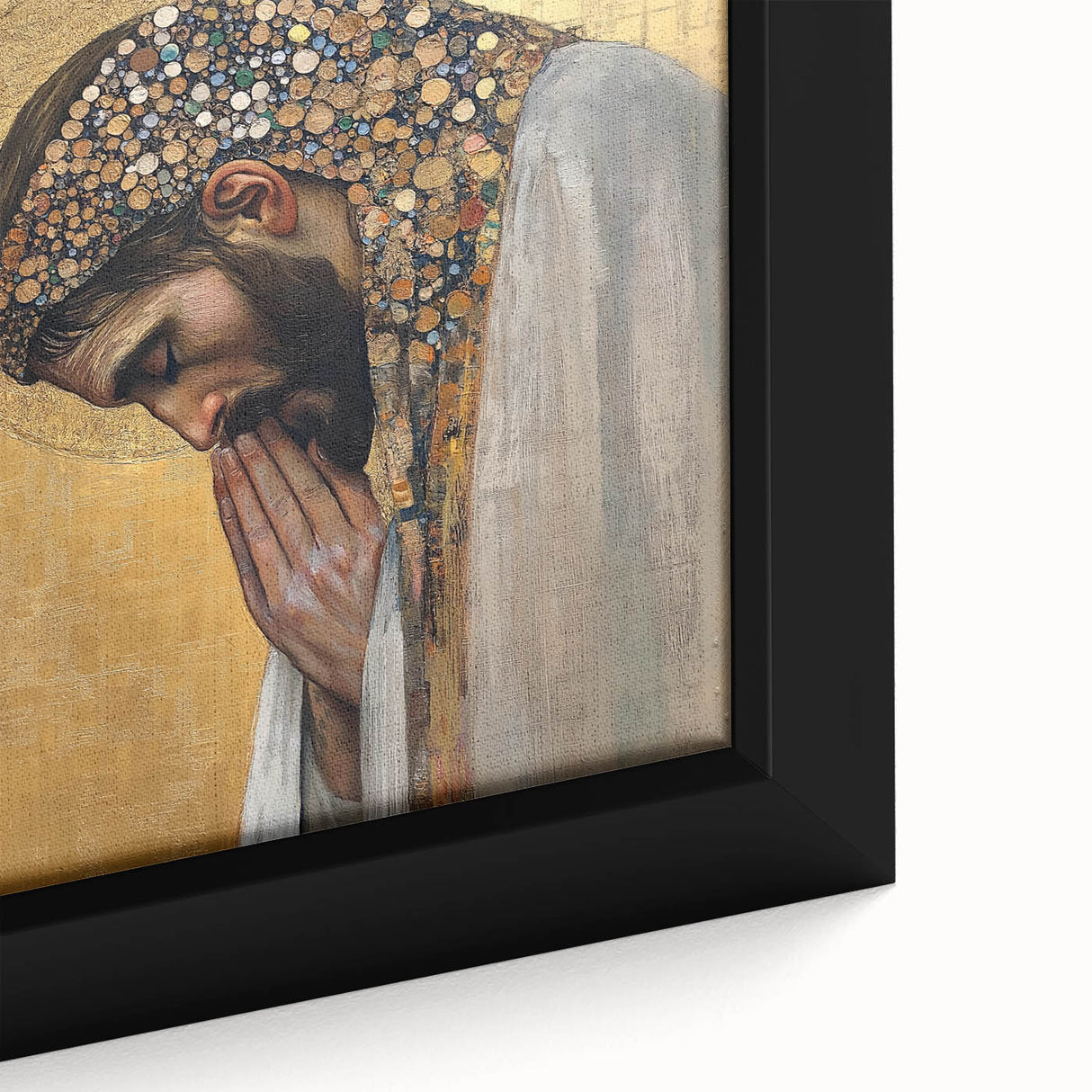 Elegant Figurative Wall Decor – Gold Accented Spiritual Portrait Art