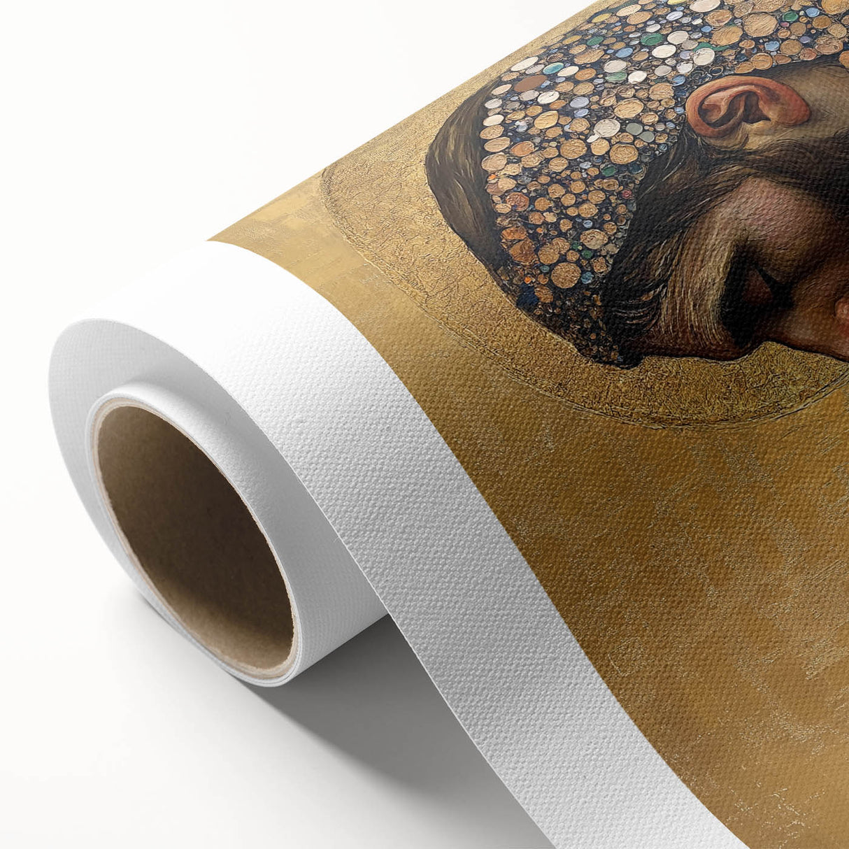 Elegant Figurative Wall Decor – Gold Accented Spiritual Portrait Art