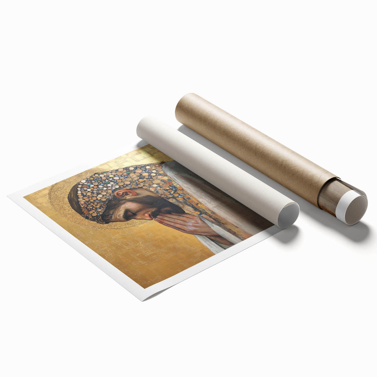 Elegant Figurative Wall Decor – Gold Accented Spiritual Portrait Art