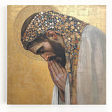 Elegant Figurative Wall Decor – Gold Accented Spiritual Portrait Art