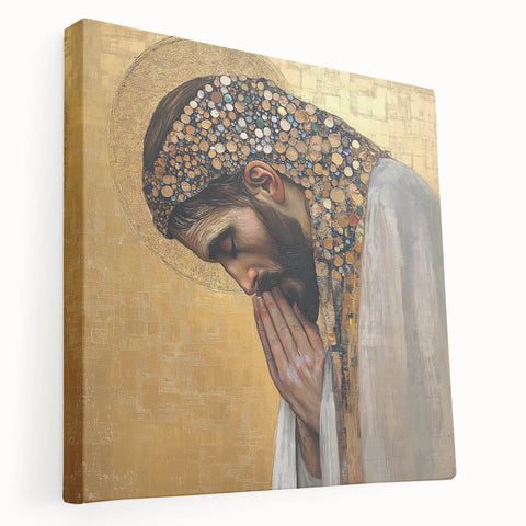 Elegant Figurative Wall Decor – Gold Accented Spiritual Portrait Art
