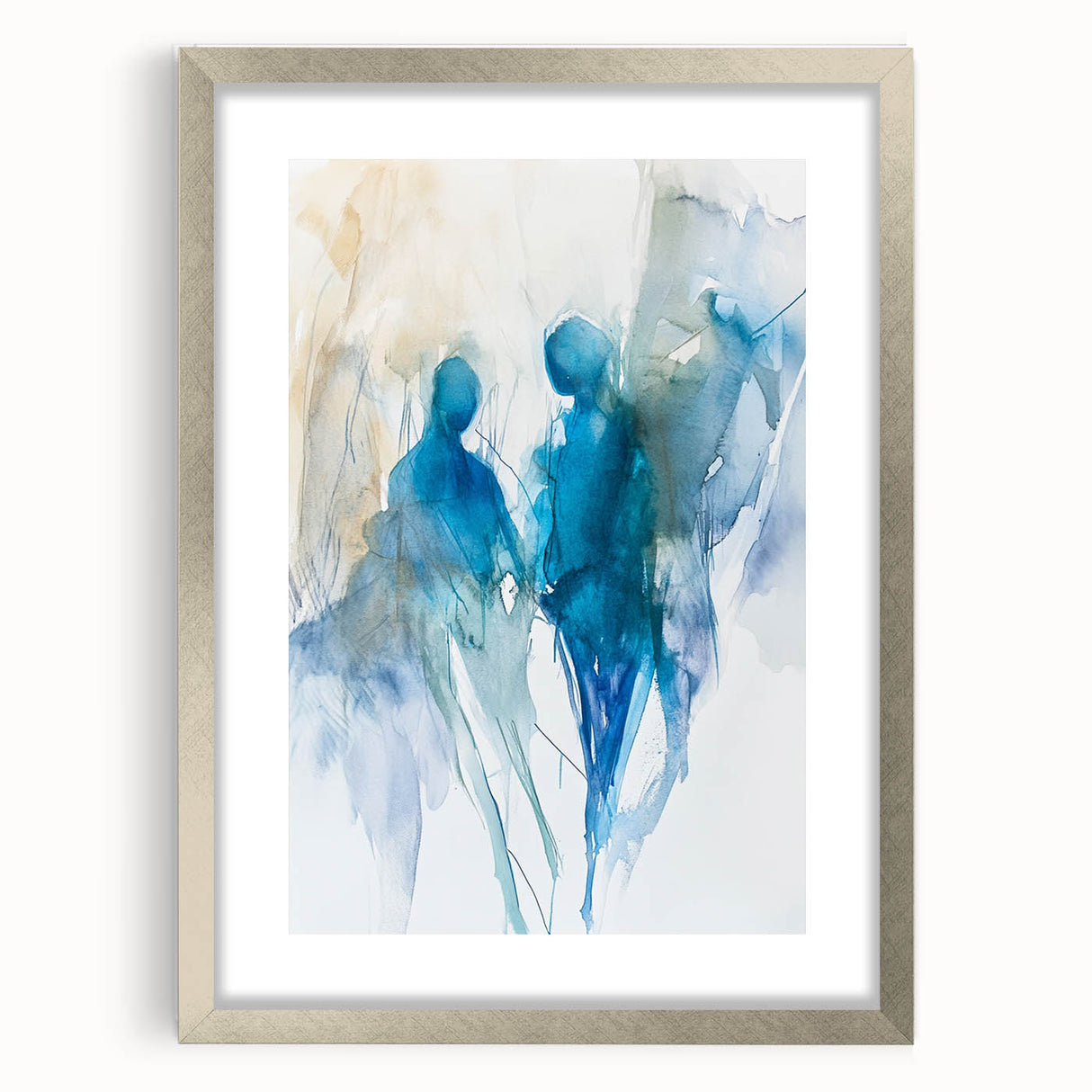 Contemporary Figurative Canvas Art – Ethereal Blue Watercolor Design