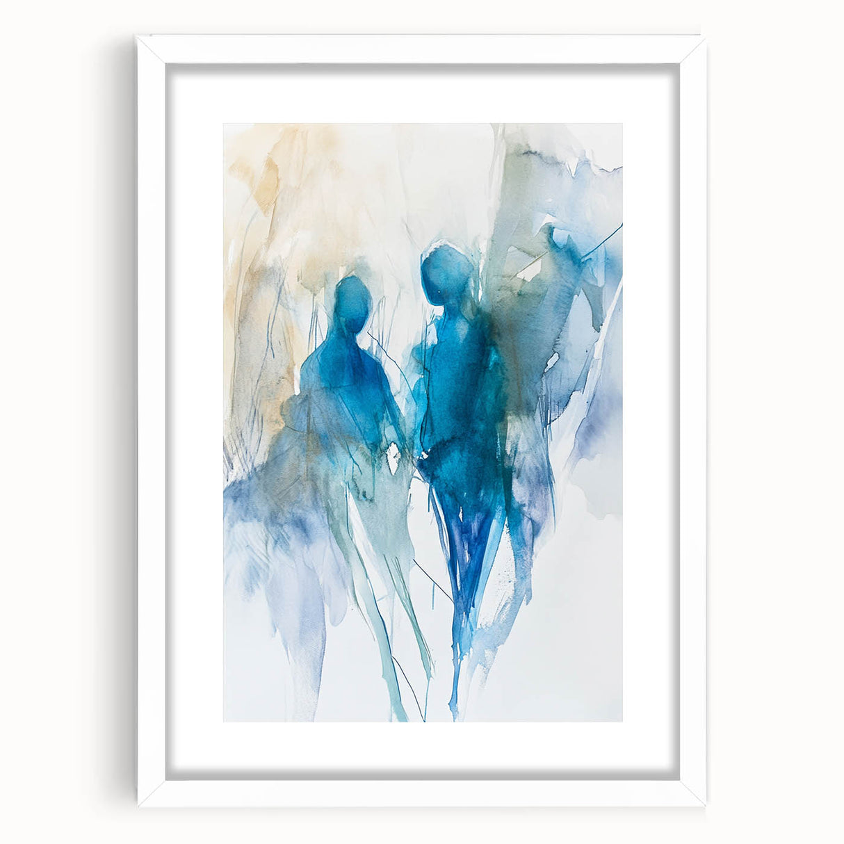 Contemporary Figurative Canvas Art – Ethereal Blue Watercolor Design