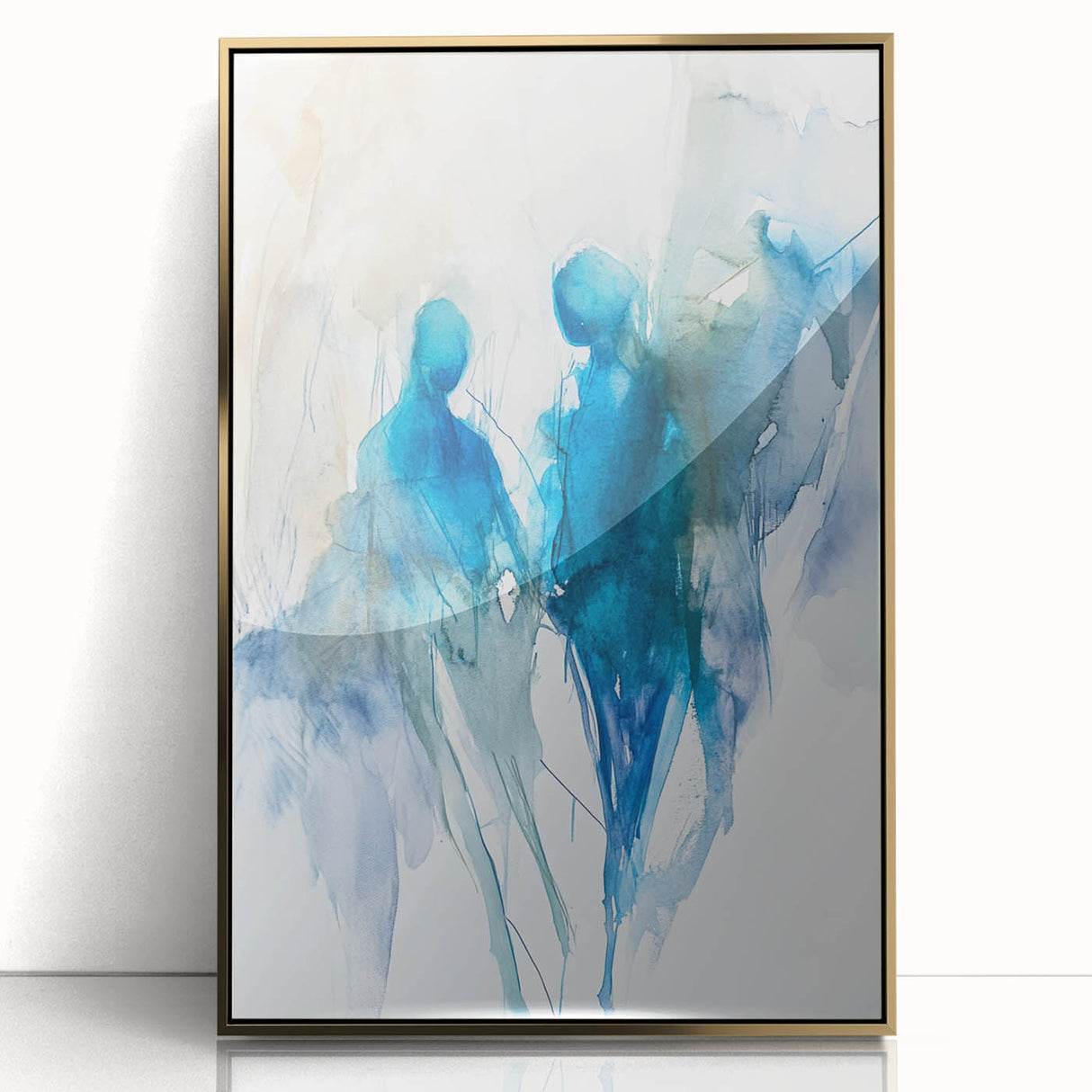 Contemporary Figurative Canvas Art – Ethereal Blue Watercolor Design