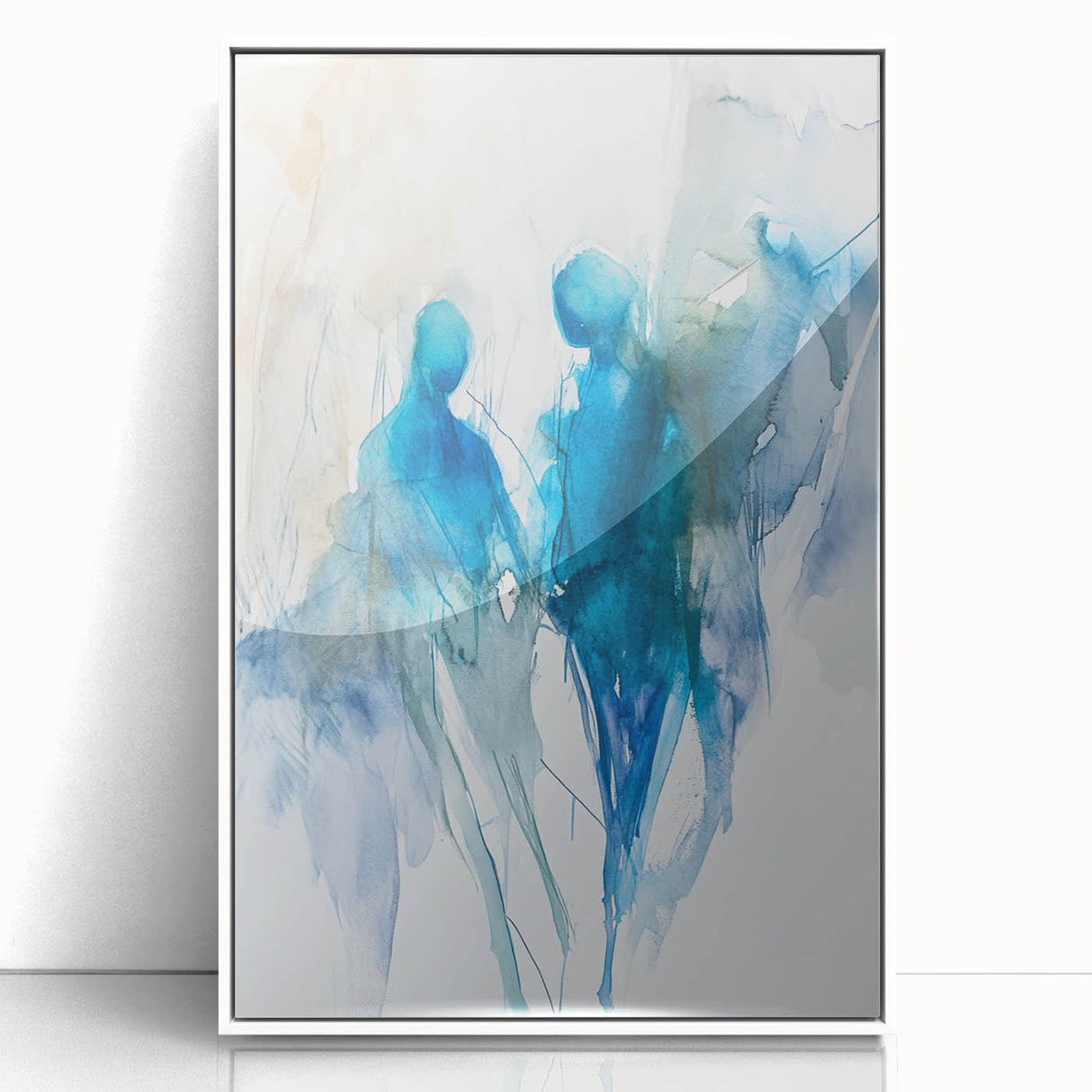 Contemporary Figurative Canvas Art – Ethereal Blue Watercolor Design
