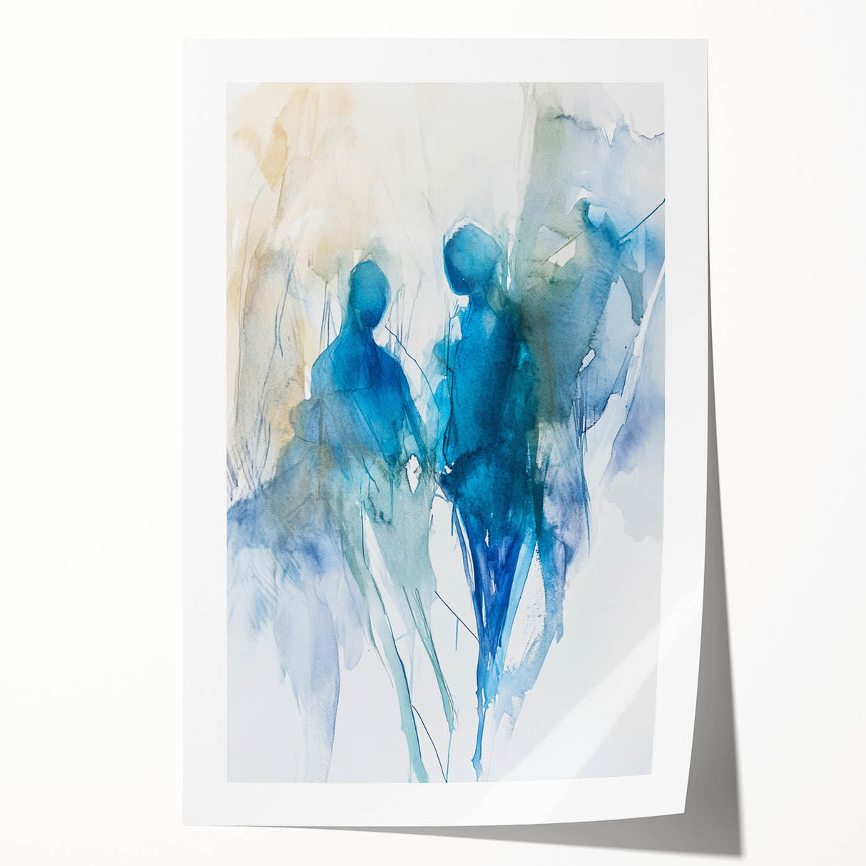 Contemporary Figurative Canvas Art – Ethereal Blue Watercolor Design