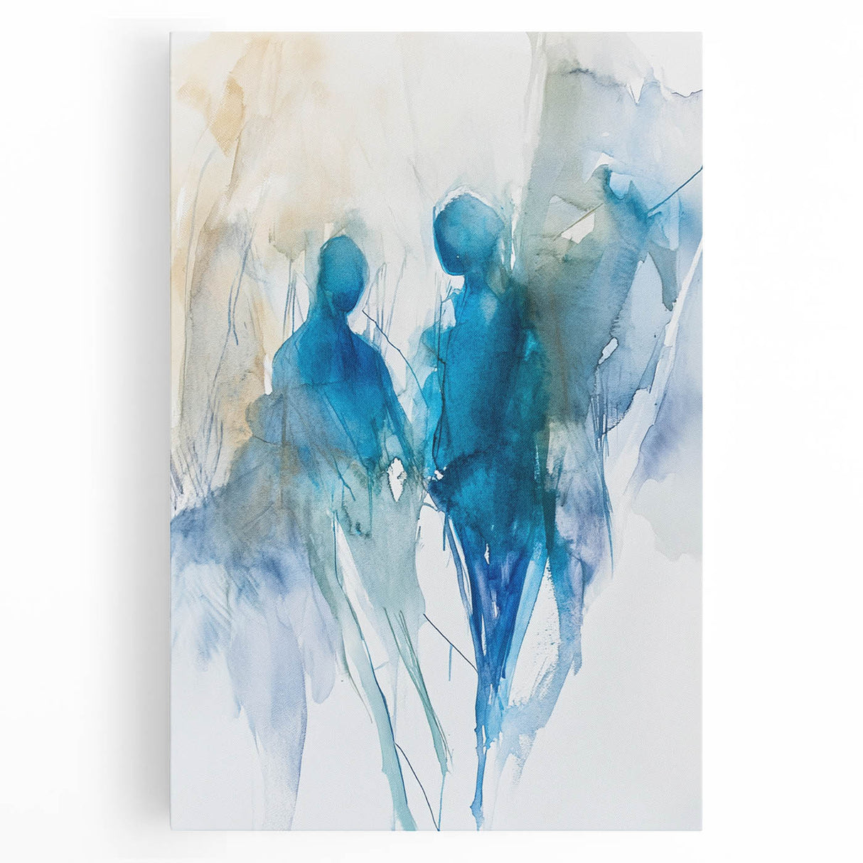 Contemporary Figurative Canvas Art – Ethereal Blue Watercolor Design