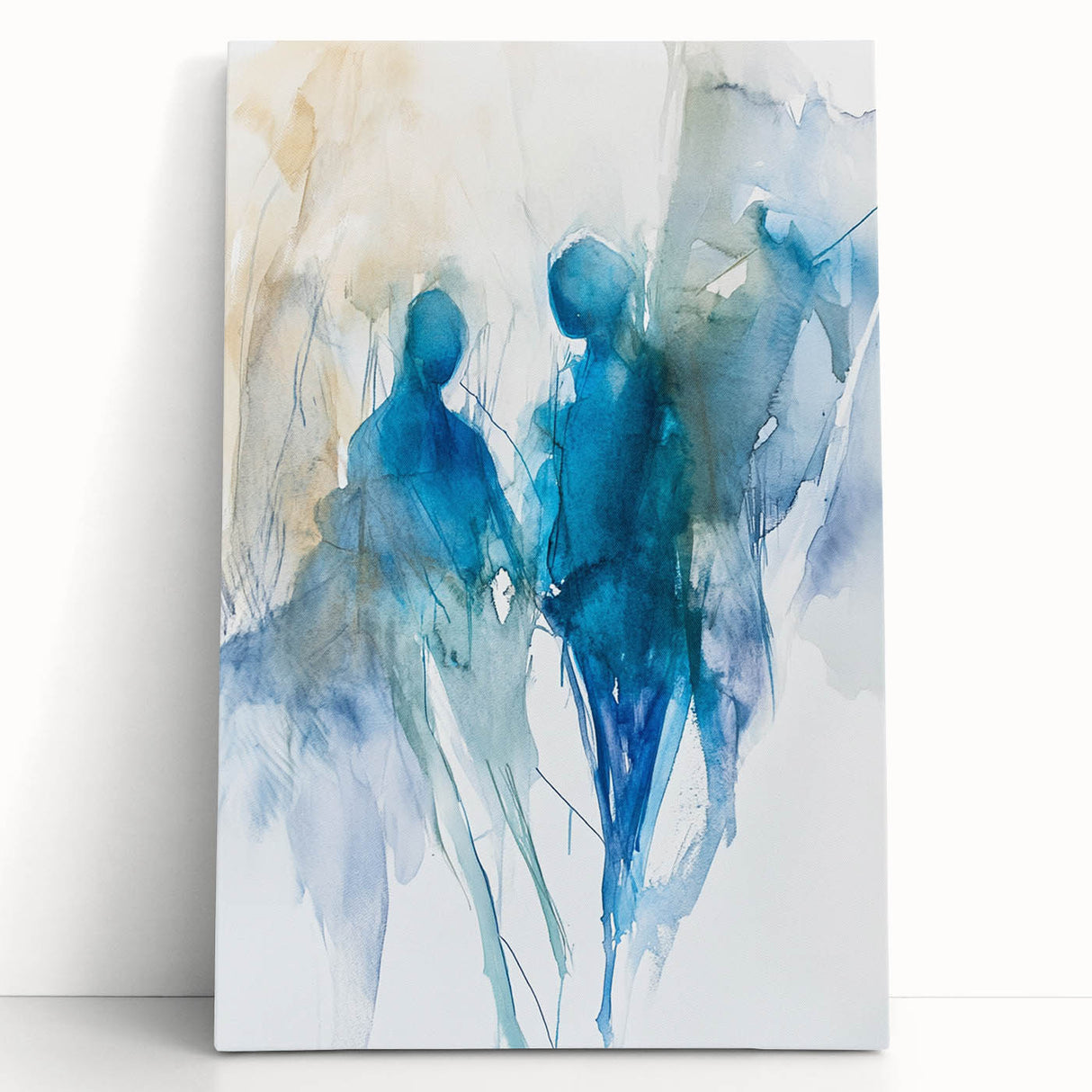 Contemporary Figurative Canvas Art – Ethereal Blue Watercolor Design