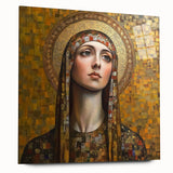 Elegant Figurative Wall Decor – Gold-Toned Sacred Portrait Art