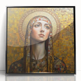 Elegant Figurative Wall Decor – Gold-Toned Sacred Portrait Art