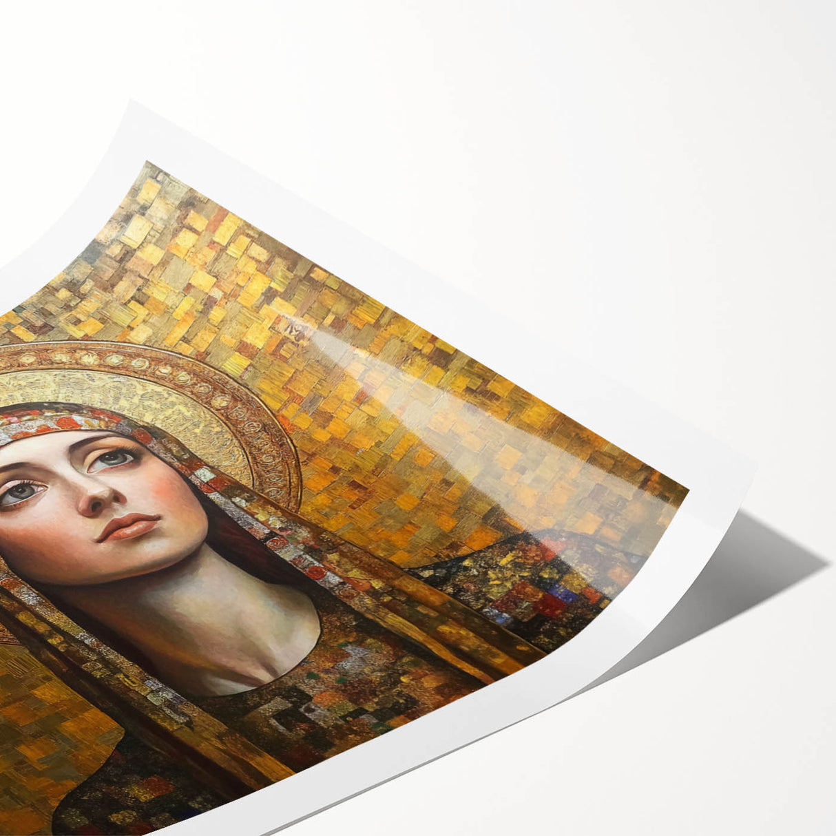 Elegant Figurative Wall Decor – Gold-Toned Sacred Portrait Art