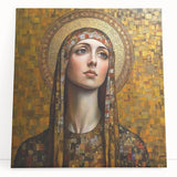Elegant Figurative Wall Decor – Gold-Toned Sacred Portrait Art