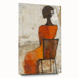 Figurative Abstract Art Prints – Minimalist Textured Seated Portrait