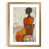 Figurative Abstract Art Prints – Minimalist Textured Seated Portrait