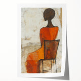 Figurative Abstract Art Prints – Minimalist Textured Seated Portrait