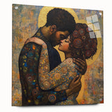 Elegant Figurative Wall Decor – Romantic Golden Embrace Painting