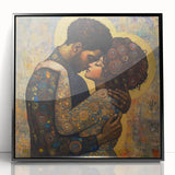 Elegant Figurative Wall Decor – Romantic Golden Embrace Painting