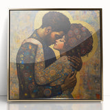 Elegant Figurative Wall Decor – Romantic Golden Embrace Painting