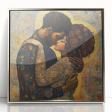 Elegant Figurative Wall Decor – Romantic Golden Embrace Painting