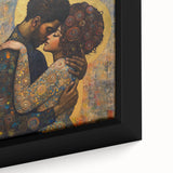 Elegant Figurative Wall Decor – Romantic Golden Embrace Painting