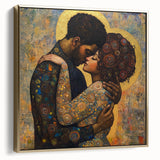 Elegant Figurative Wall Decor – Romantic Golden Embrace Painting
