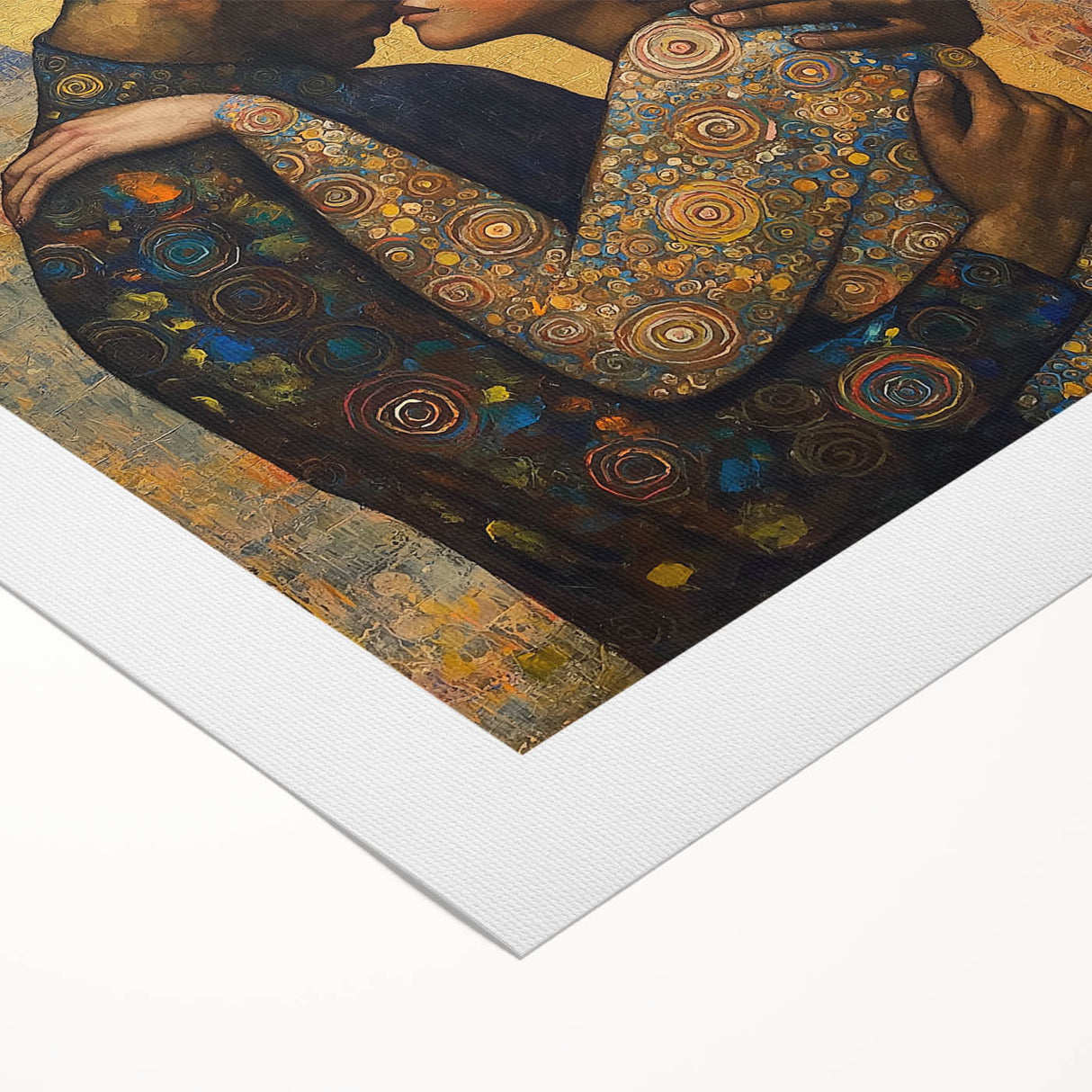 Elegant Figurative Wall Decor – Romantic Golden Embrace Painting