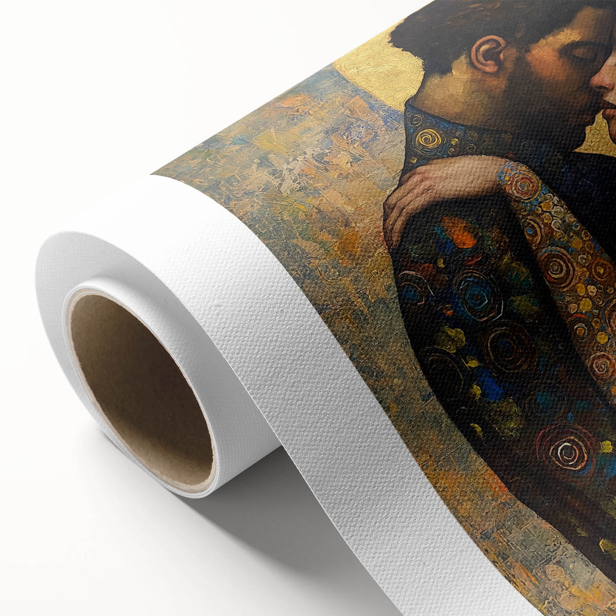 Elegant Figurative Wall Decor – Romantic Golden Embrace Painting