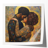Elegant Figurative Wall Decor – Romantic Golden Embrace Painting