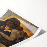 Elegant Figurative Wall Decor – Romantic Golden Embrace Painting