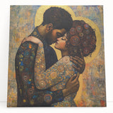 Elegant Figurative Wall Decor – Romantic Golden Embrace Painting