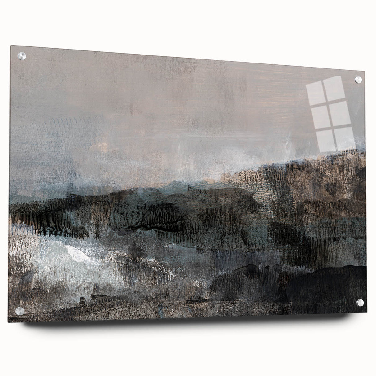 Earthen Harmony Abstracts - Tranquil Landscape Abstract Art in Gray