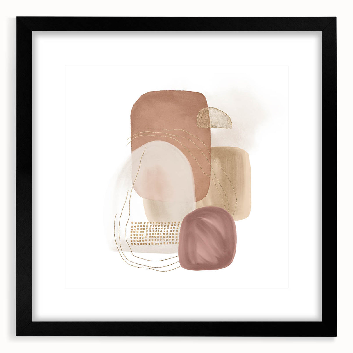 Minimalist Abstract Canvas Prints – Blush Beige & Soft Gold Wall Art