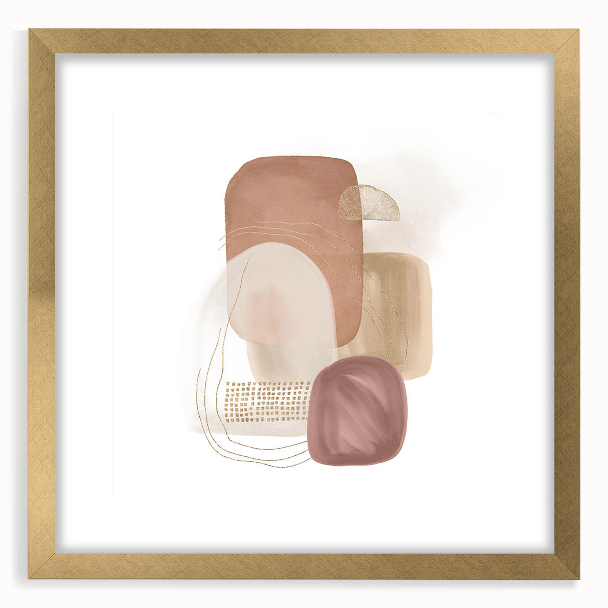 Minimalist Abstract Canvas Prints – Blush Beige & Soft Gold Wall Art