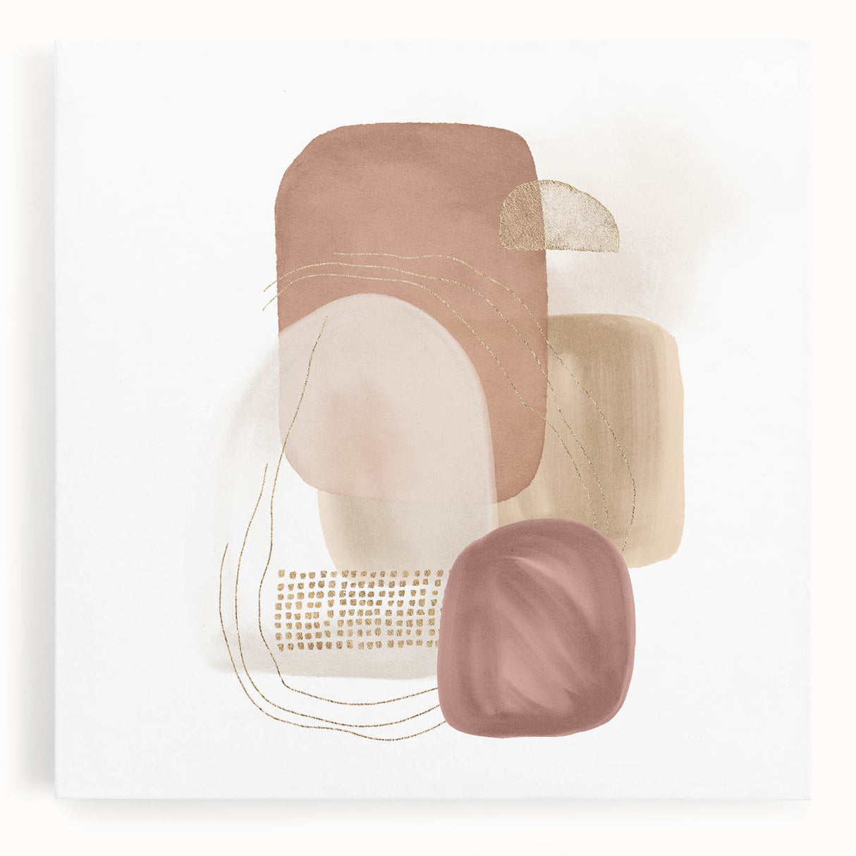 Minimalist Abstract Canvas Prints – Blush Beige & Soft Gold Wall Art