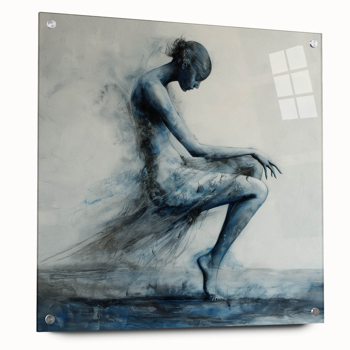 Minimalist Figurative Wall Decor – Ethereal Blue Abstract Ballet Art